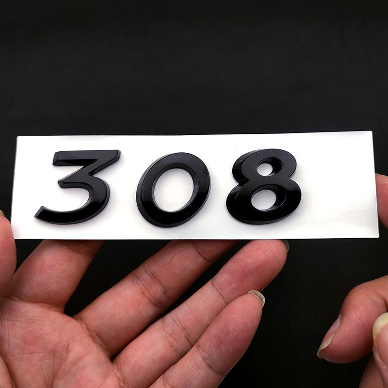 3d ABS Chrome Black Logo 308 Emblem Letters Car Trunk Badge For 308 SW T9 CC Adhesive Number Sticker Accessories