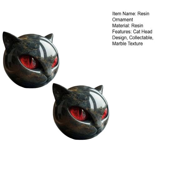 Black Cat Stone Cat Head Sculpture Marble Texture Healing Stones