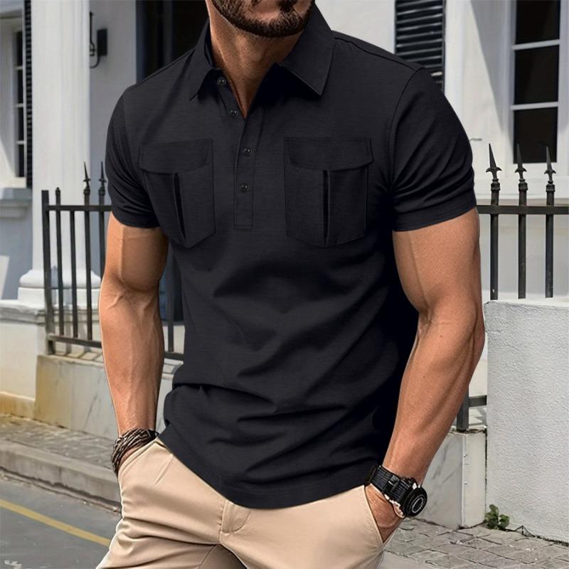 Men's Button Lapel Solid Short Sleeve Casual Polo