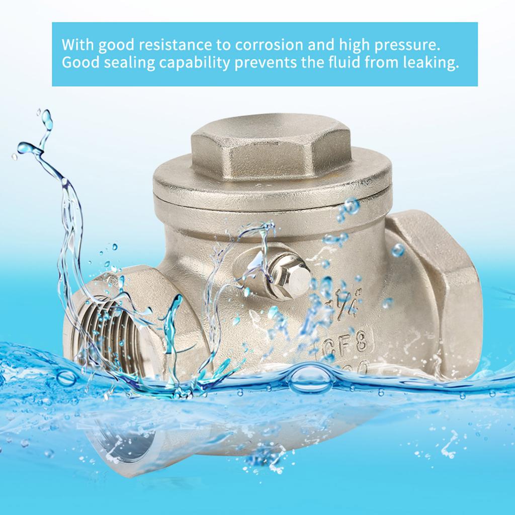 DN32 Stainless Steel One Way Swing Check Valve Female Thread 200PSI for Water Oil Gas