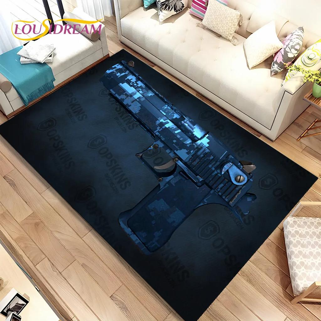 3D Assault Rifle Pistol Gun CS M4 AK USP Game Area Rug,Carpet for Home Living Room Bedroom Sofa Doormat Decor,Non-slip Floor Mat