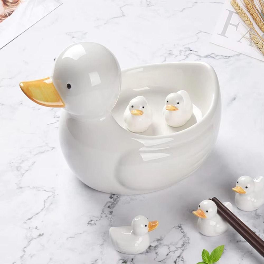 Cute Duck Chopstick Holder Creative Chopsticks Rest Ceramic Chopstick Stand  Table Decoration