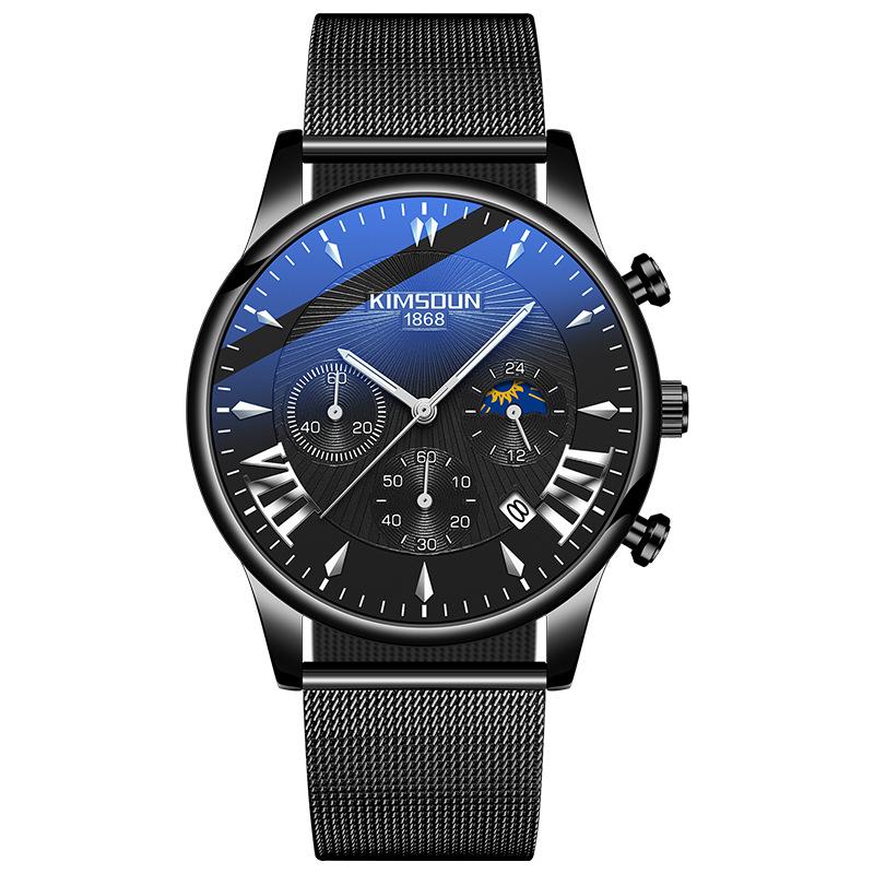 KIMSDun Uhr Herren Top Marke Luxus Uhr Neue Mondphase Stern Herrenuhr Studenten Mode Trend Multifunktion Quarz Form Wasserdicht Herrenuhr