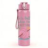 1PC Knitting Inspirational Quote Text 750ml Color Plastic Sports Water Bottle Leakproof Flip Straw Lid For Sports Office Home Use