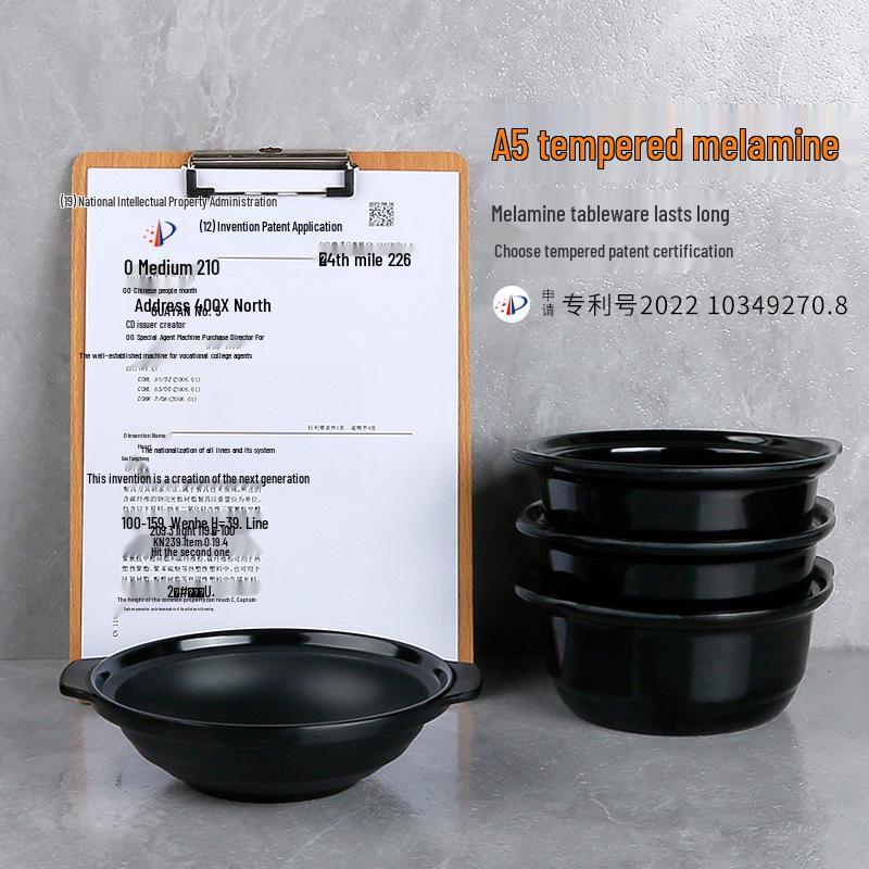 Melamine Faux Sand Double-Ear Bowl for Hot & Sour Noodles, Beef Soup & Potato Noodles