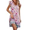 Womens Summer Dress Ruffle Sleeve V Neck Short Dresses Fashion Casual Flowy A Line Swing Sundress With Pocket