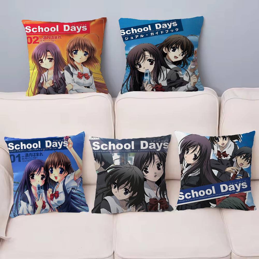 Anime S-School D-Days Katsura Kotonoha Personalized Picture Text Home Decorative Pillows Household Gifts 45x45cm