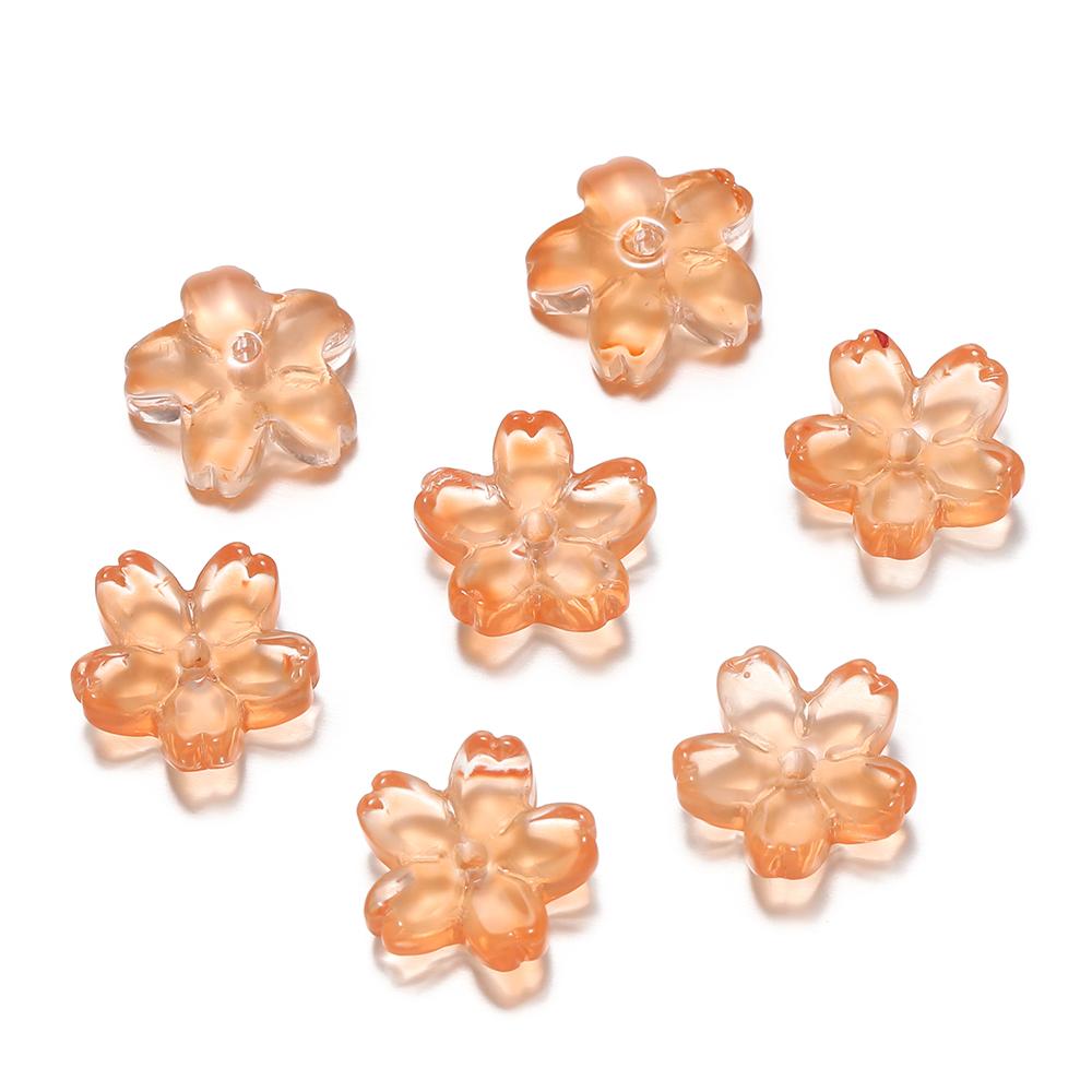 10Pcs/lot Glass Gradient Beads Cherry Blossom Scattered Beads Handcrafted DIY Production Jewelry Craft  Bracelet Accessories