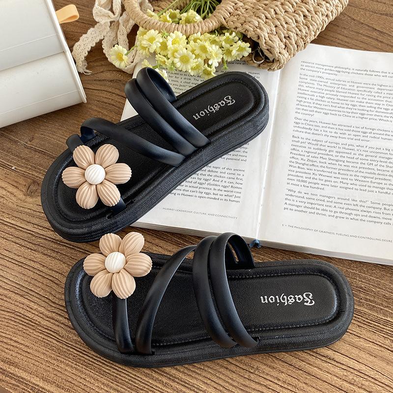 

Женские весенние цветочные однотонные мягкие уличные тапочки на лето повседневные толстые плоские нескользящие грушевидные пляжные сандалии обувь 36-41 36-37(one size smaller)