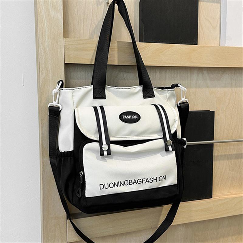 Harajuku College Canvas Bag, Japanese Style Large Capacity Single Shoulder Bag, Women'S Simple Handbag, Carry Books To Class