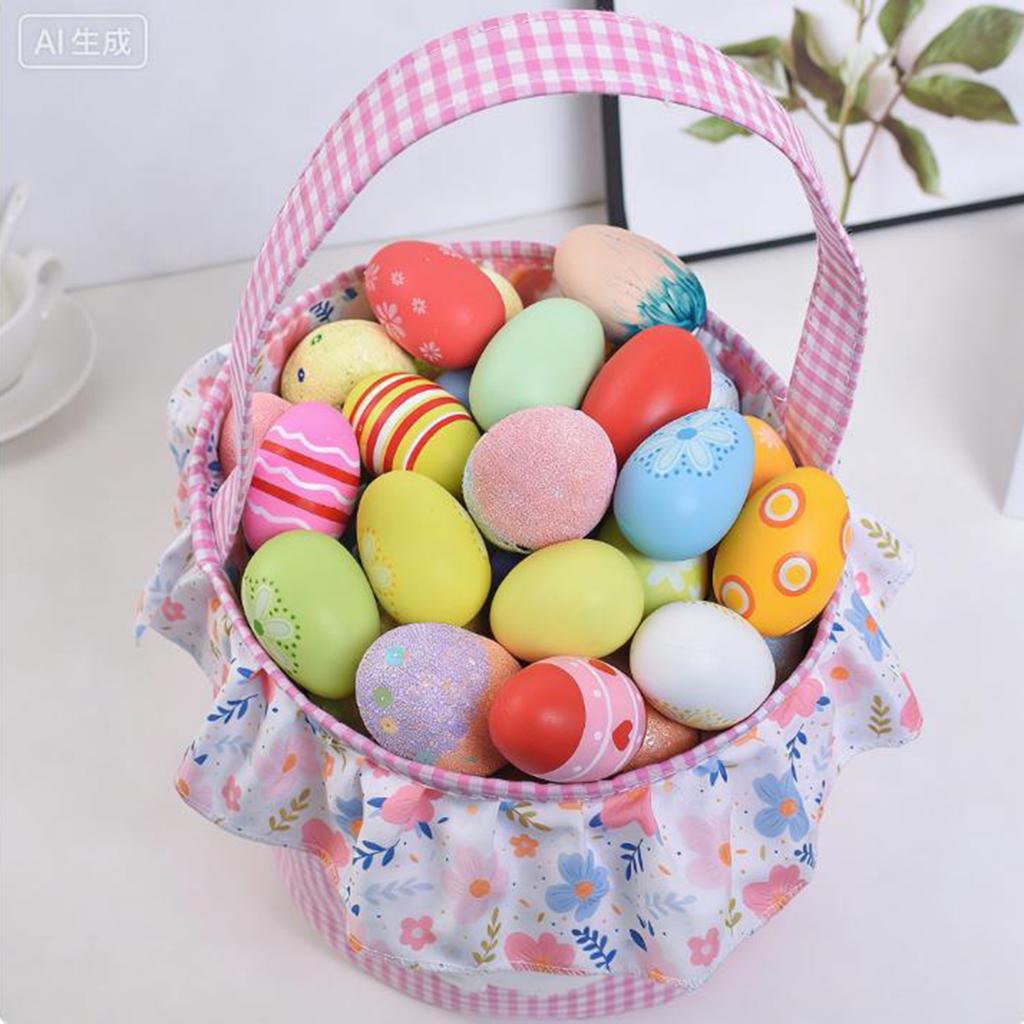 Floral Bunny Storage Bucket Reusable Decorative Egg Hunting Bags Rabbits Monogrammed Storage Bag for Newborn Baby Birthday Gifts