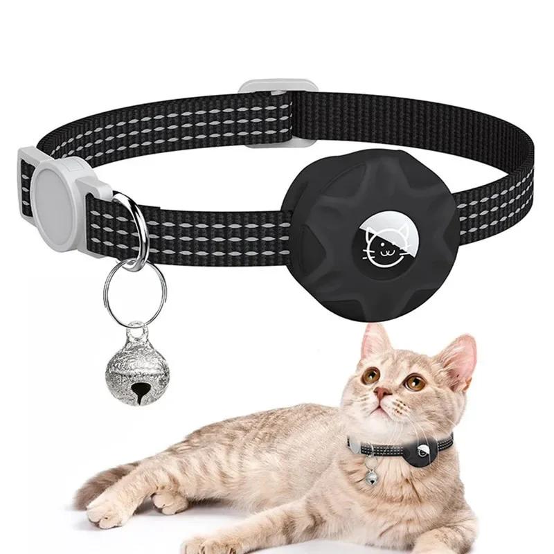 Per Collare per Gatto Apple AirTag, Collare per Animali Air Tag con Supporto AirTag e Campanellino Riflettente GPS Collare per Gattini per Ragazza Ragazzo Gatti gatos