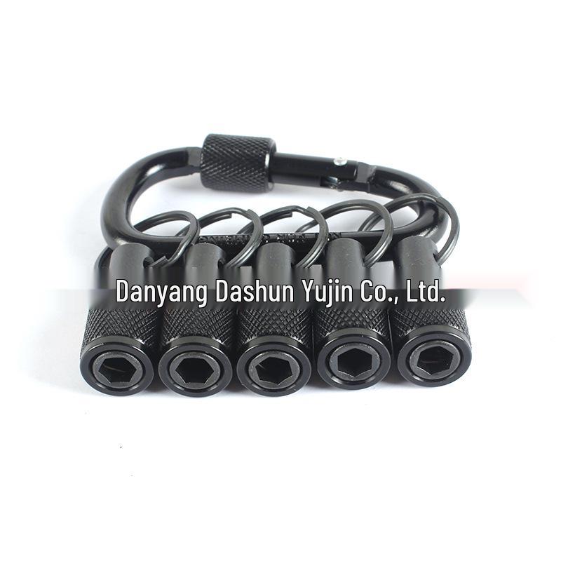 5-Piece Colorful Quick-Change Keyring with 1/4" Hex Shank Extension Rod & Quick Release Socket Adapter Carabiner