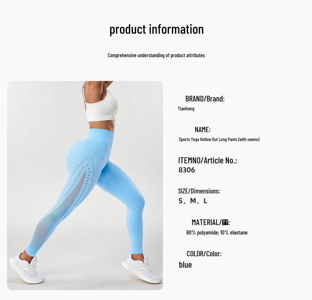 Women's Jacquard Yoga Pants Hip Lifting Hollow Design Shaping Workout Leggings High Elasticity Breathable Fitness Trousers Cross Border Style