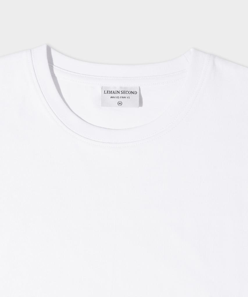 LEMAIN SECOND Crop Plain Oversized Short Sleeve T-Shirt [White]