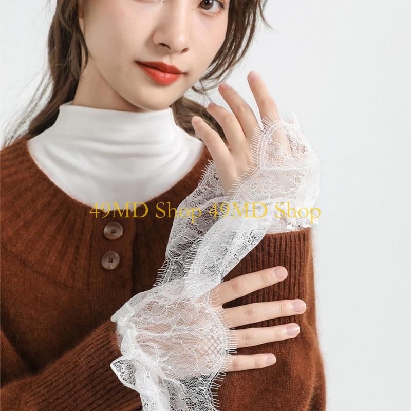 49MD 2Pair Lace Flower Arm Cuffs Fashionable Wrist Cuffs Sleeves Decorative Sleeves