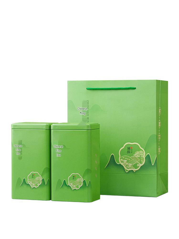 Green Tea Gift Box: Sealed Iron Can Set with Handbag, Large Square Half-Jin Capacity, Empty for Refill