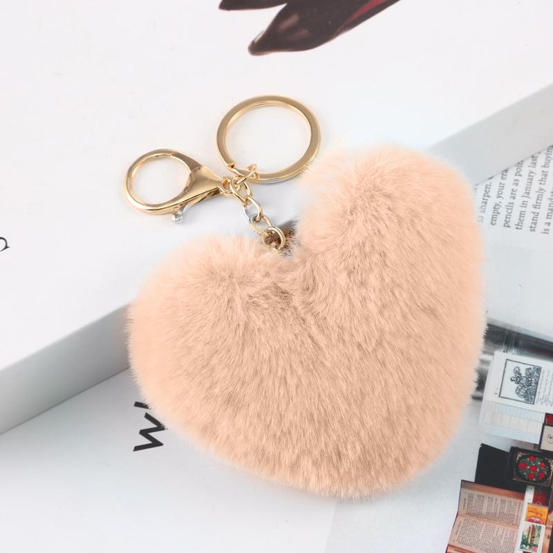 Fashion Cute Fluffy Heart Fur Keychain Soft Plush Leopard Print Pendants Kawaii Bag Car Charm Stuffed Toy Valentine'S Day Gifts