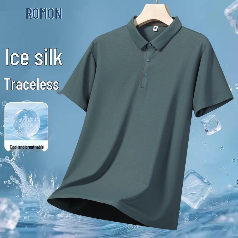 ROMON Men s Ice Silk Short Sleeve Polo Shirt L