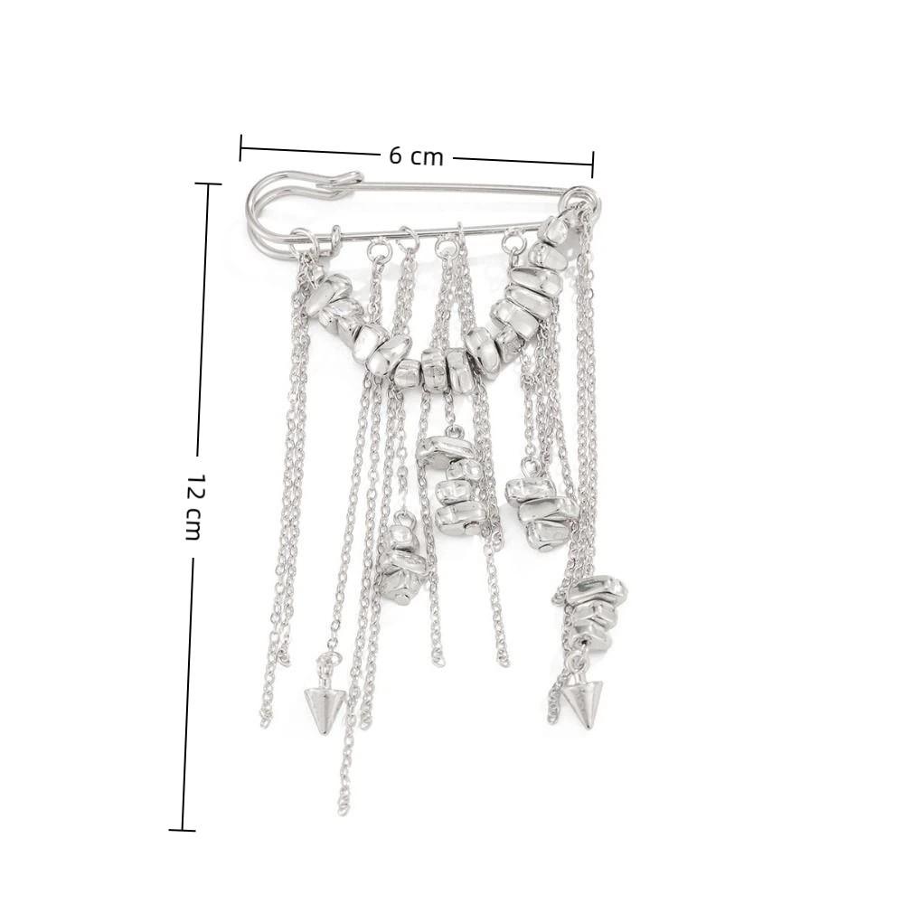 Irregular Lady Chain Tassel Brooches Handmade Trouser Leg Fixator Beaded Chain Pin Party Jewelry