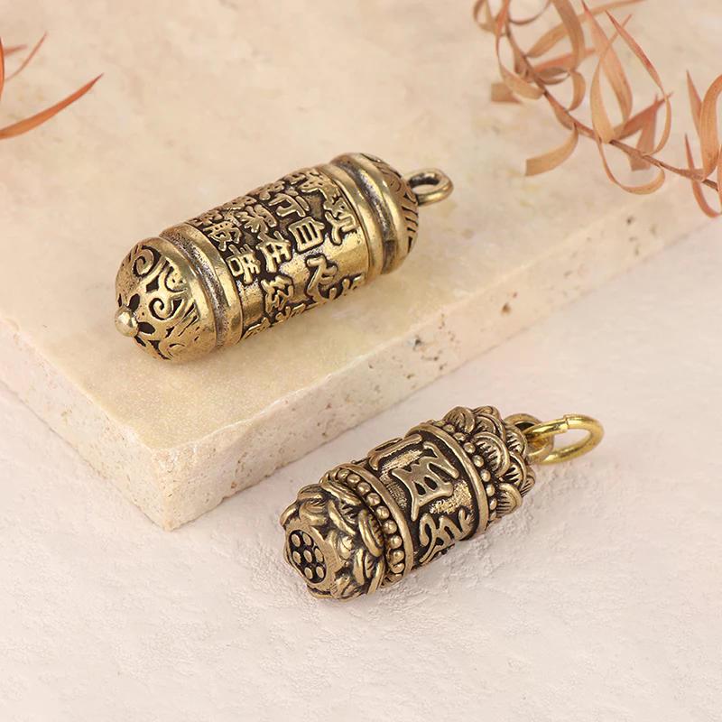 1 szt. Pusty Mosiężny Wisiorek w Kształcie Butelki Buddy Cylindryczny na Sutry Brelok Ręcznie Robiony Vintage Pojemnik Pudełko na Pigułki Butelka