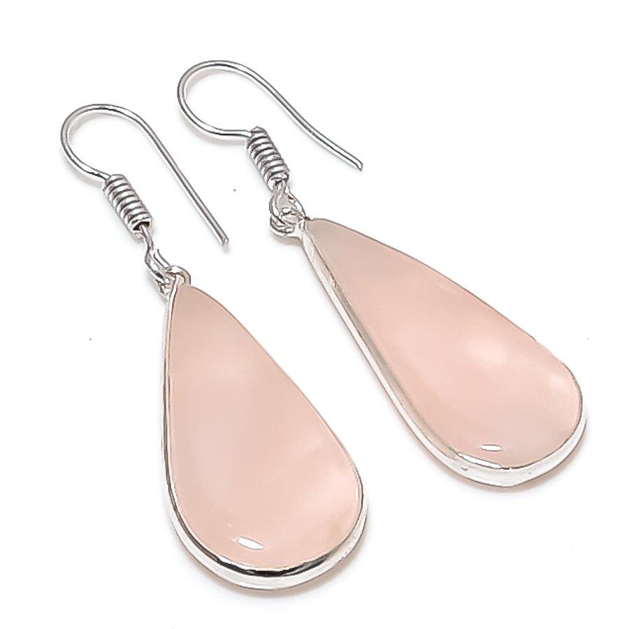 

Natural Rose Quartz Gemstone 925 Sterling Silver Jewelry Earring 1.81 y7G11