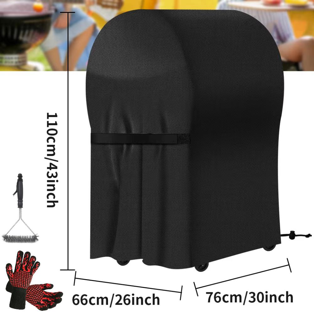 Grill Cover Waterproof Heavy Duty BBQ Covers with Cleaning Brush & Barbecue Gloves Burner Gas BBQ Covers Outdoor Barbecue Cover