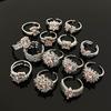 Sweet And Cool Wind Series Pink Zircon Colored Treasure Open Ring Light Luxury High Sense Personalized Flower Ring Woman