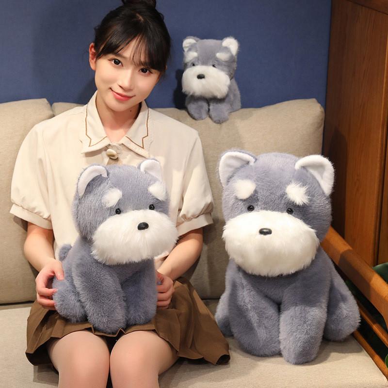 Plush Puppy Schnauzer Simulation Animals Doll Birthday Gift Bedroom Toy Pillow