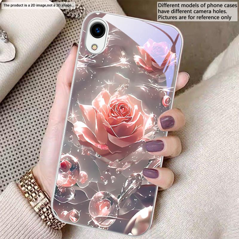 Ice crystal-colored roses For Samsung A01 02 03 Core 04 05 06 10 12 13 14 5G 15 16 M02 12 Note 8 9 10 20 glass Ultra phone case
