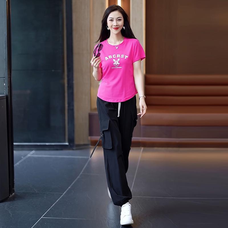 2025 Women's Summer Square Dance Set: Stylish Aerobic Top & Loose Cotton Pants