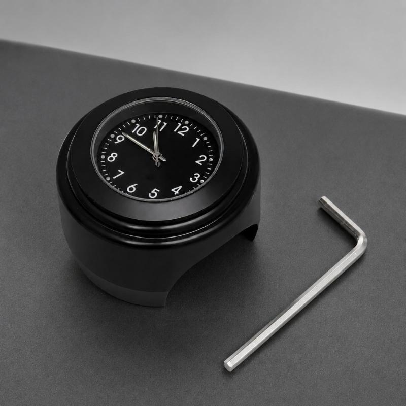 Handlebar Clock Timepiece for Motorcycles, Analog Bar-Fit Clock for 22-25.4 Mm Bars and Daily Travel Road Use Access