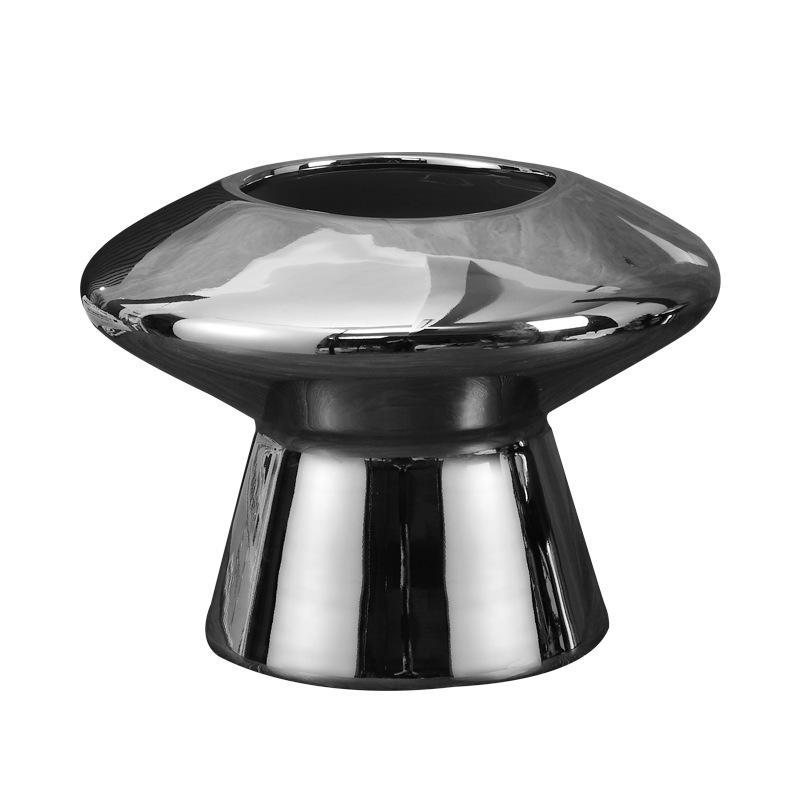 Silver Mushroom Ceramic Vase Geometric High-legged Flower Pot Flower Vase Terrarium Flowerpot Home Decoration Accessories