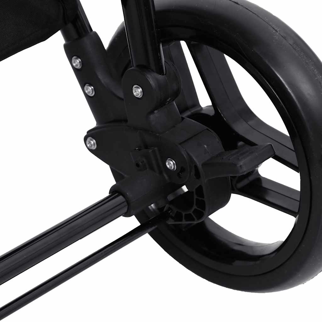 3-in-1 Kinderwagen in Anthrazit mit schwarzem Stahlrahmen