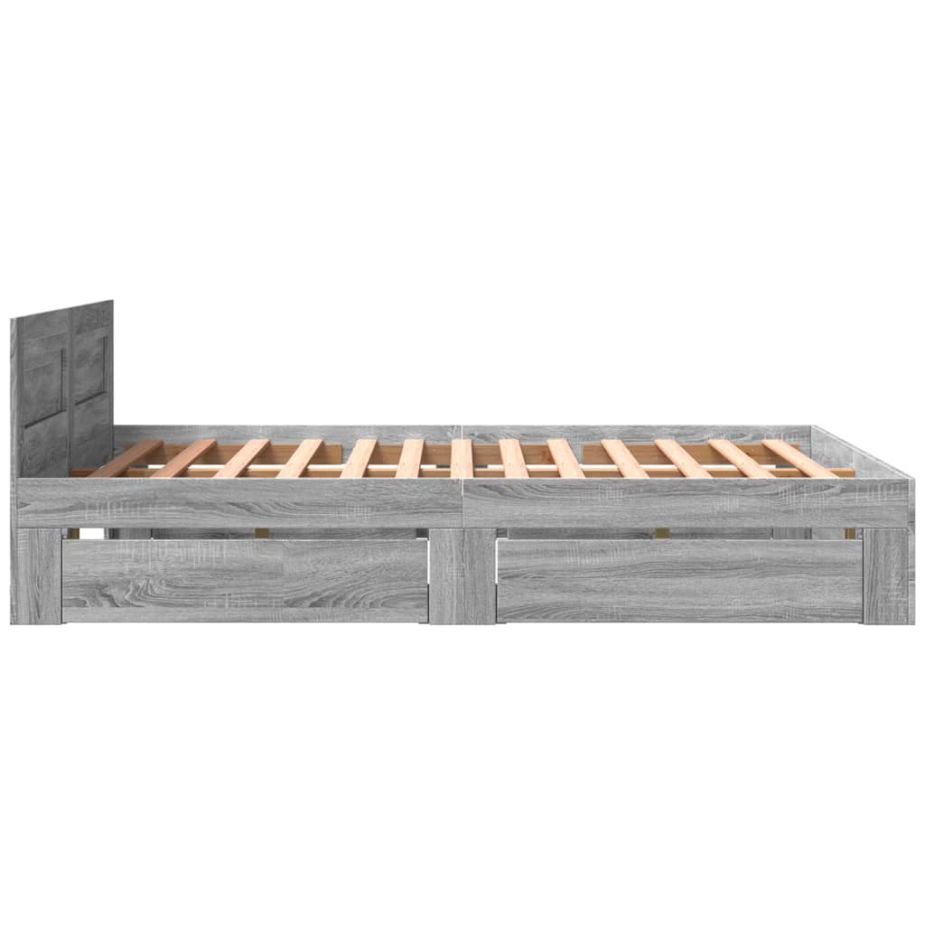 Vidaxl Bed Frame with Headboard, Grey Sonoma Oak, 160X200 Cm
