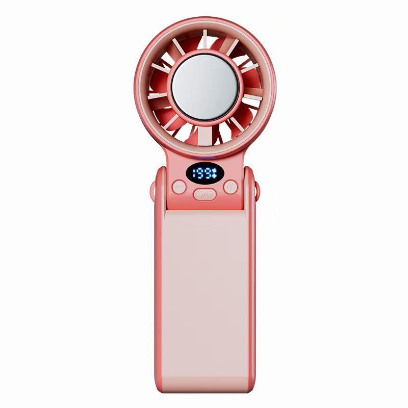 Portable Foldable USB Rechargeable Neck Fan with Digital Display 168*60*42mm розовый