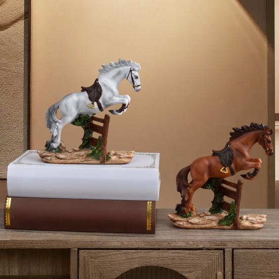 Running Horse Statue Miniature Pony Figurine Resin Simulation Animal Sculpture Home Office Bookshelf Decoration Ornament