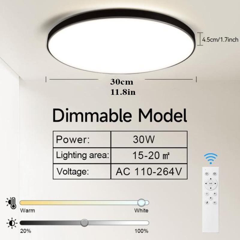 LED-Deckenleuchten mit Fernbedienung, dimmbare LED-Panel-Deckenleuchten, 110–265 V, Beleuchtungskörper für Schlafzimmer, Küche