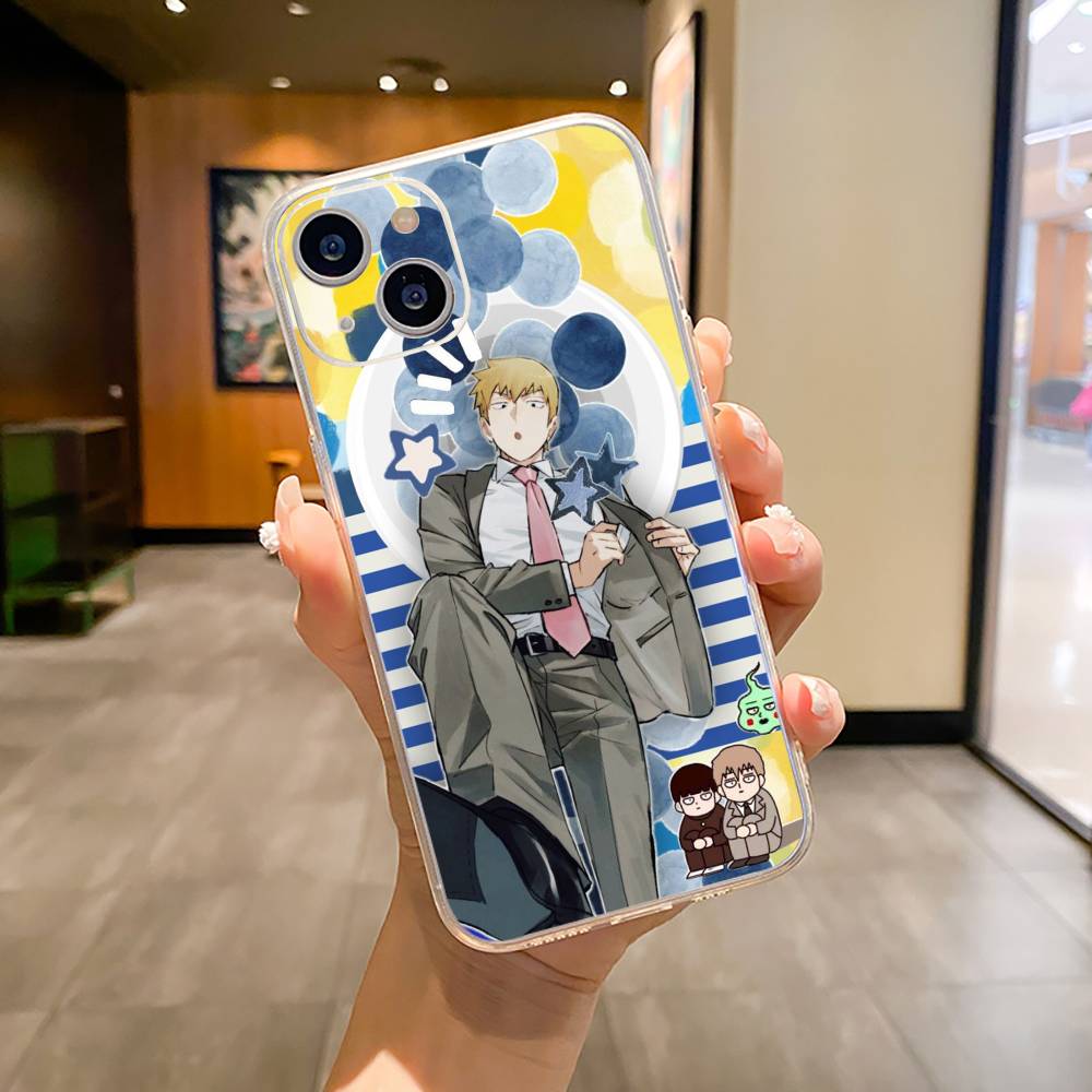 

M-Mob -Psycho -100 Phone Case For iPhone17,16,15,14,13,12,11 ,Pro Max,16/15/14 Plus Transparent Cover iPhone17