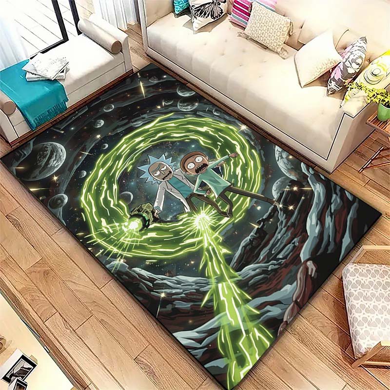 Rick and Morty pattern bedroom, living room, office decorative carpet, family bedroom headboard carpet, door mat, bathroom mat.
