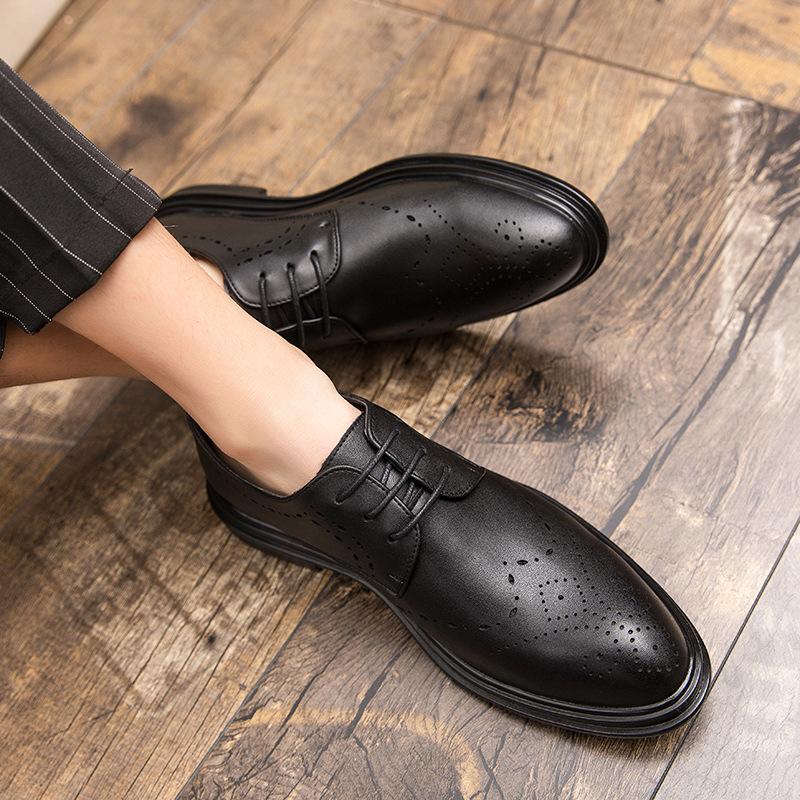 2025 Leather Shoes Men's New British Style Dress Business Casual Small Leather Shoes Groom Wedding Shoes
