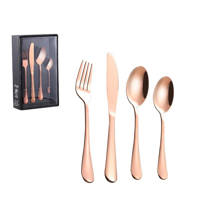 Hot Sale 20PCS Stainless Steel Tableware Steak Knives and Forks Set Gold Color Knives, Forks and Spoons Gift Set