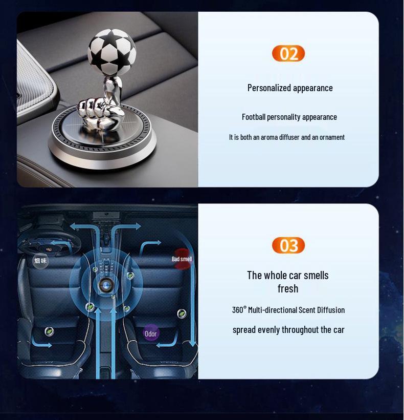 Solar Rotating Football Aromatherapy Ornament for Car Interior - Summer Fragrance Collection
