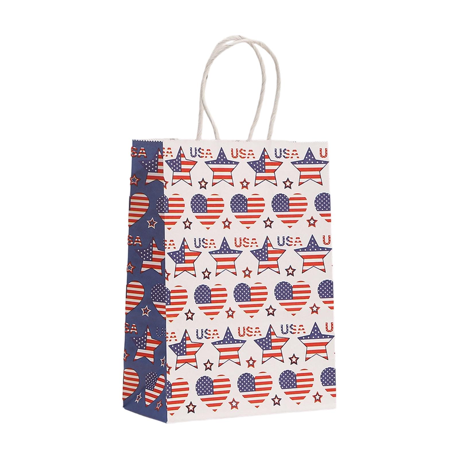 US Independence Day Themed Gift Packaging Bags Kraft Paper Bags Holiday Handbags