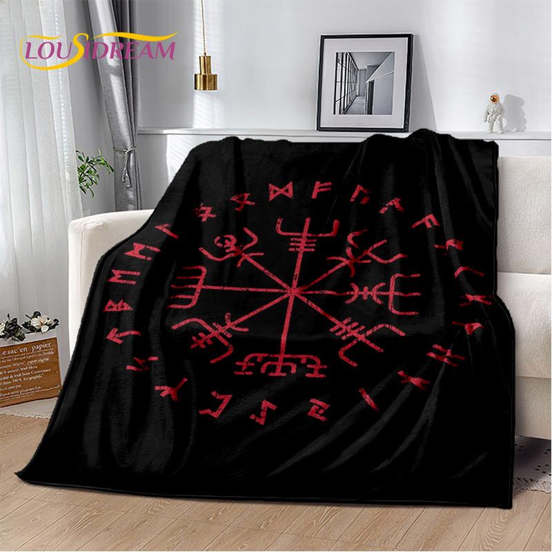 Nordic Mythology Viking Odin Valhalla Valknut Flannel Blanket Throw Blanket,Warm Blanket for Living Room Bedroom Beds Sofa Kids