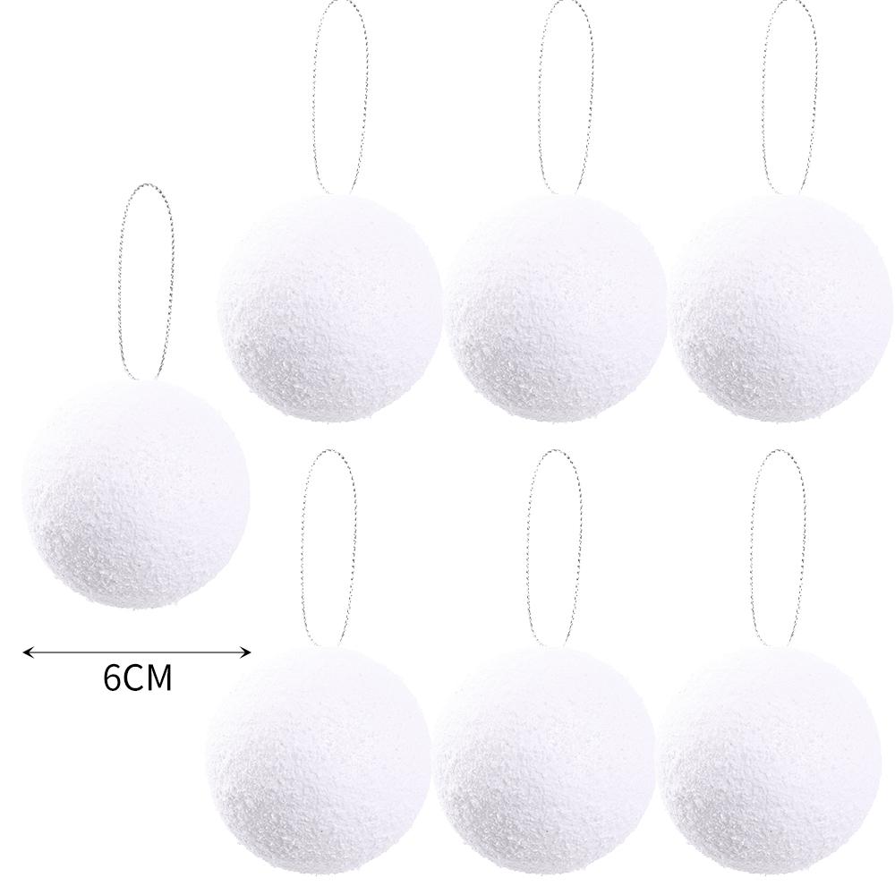 60/6Pcs White Foam Ball Christmas Tree Round Hanging Ornaments for Christmas Holiday Wedding New Year Party Home Decoration Ball