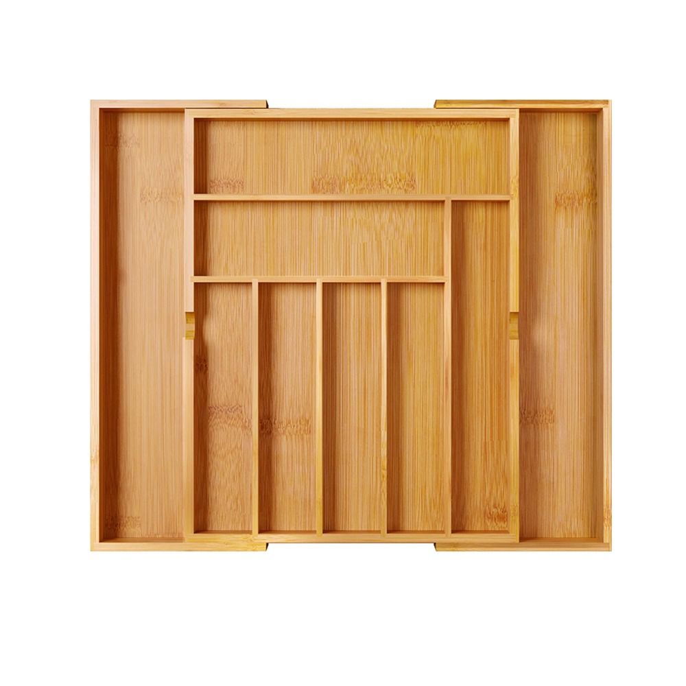 Bambusowy Organizer do Szuflady na Przybory Rozszerzalny Rowkowany Wkład na Sztućce Przegródki do Szuflad Szafek Sztućce