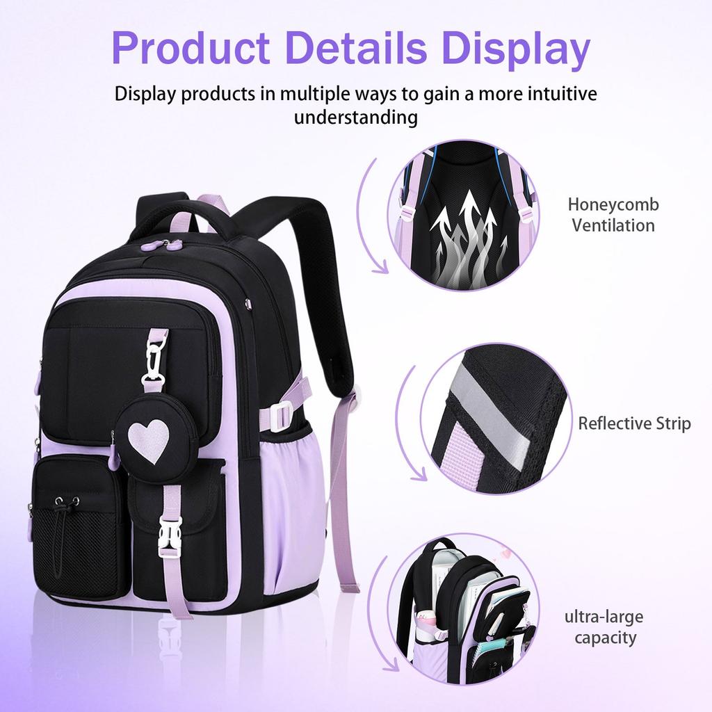 Girls Backpack, Kids Backpack For Girls, School Bag For Primary Elementary Teenage, Middle School Students Bookbag