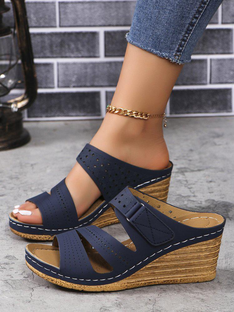 Grenzüberschreitende Sommer 2024 Damen Keilabsatz Sandalen - Dicksohlig, Rundspitze, Übergröße Mode