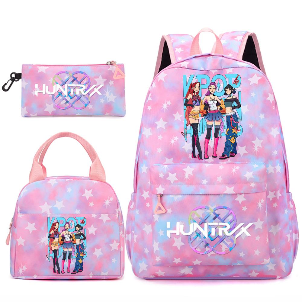 Set 3 piese/set Anime Desene animate Kpop Imprimate Rucsac Geantă de mână Etui pentru creioane pentru Adolescent Student Fată Băiat Ghiozdan Copil Ghiozdan Capacitate Mare Geantă de călătorie Cadou